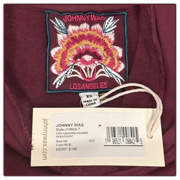 NWT Johnny Was Tippi Embroidered Dogs Cropped Hooded Sweatshirt - Picture 6 of 16